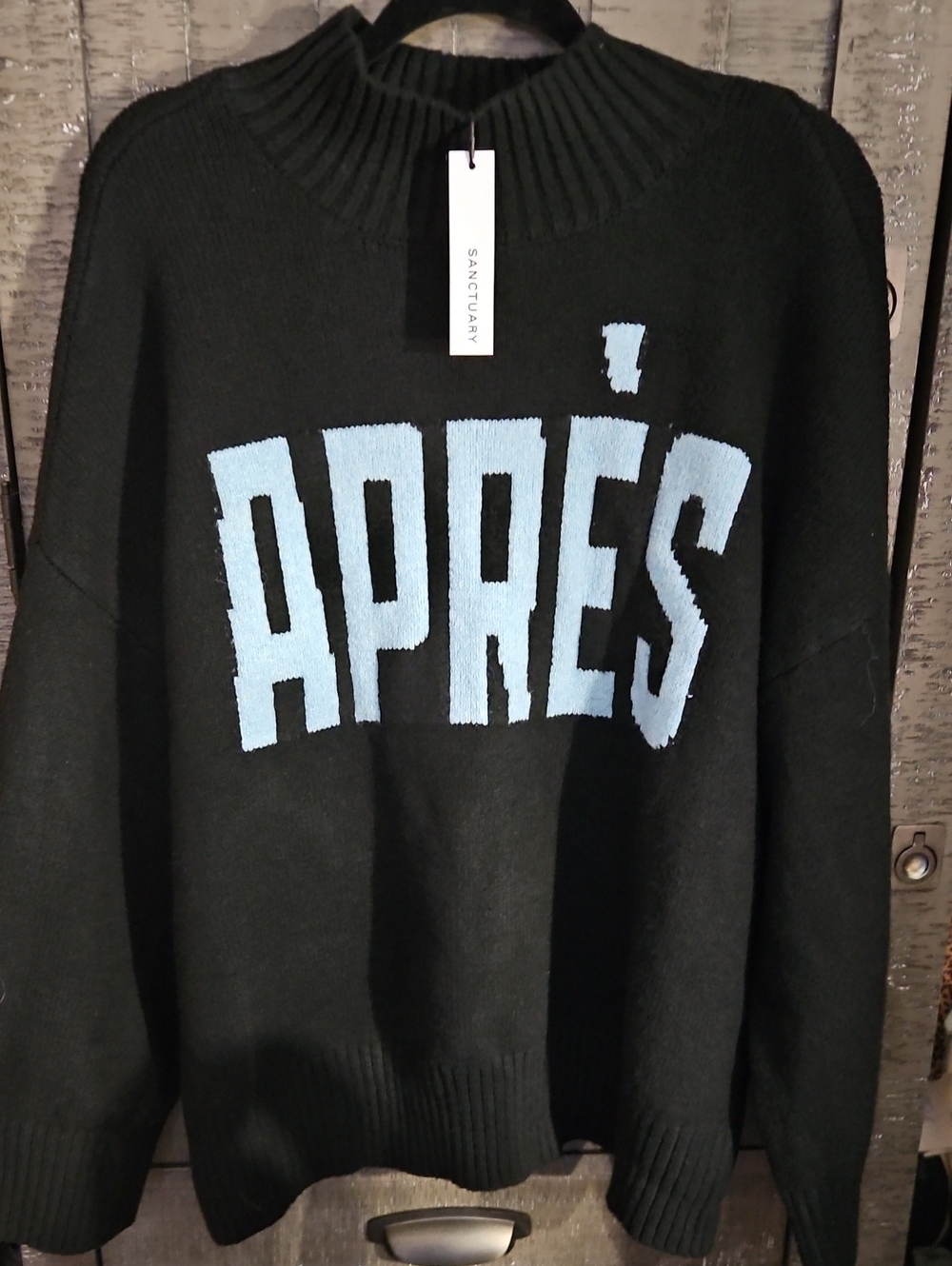 Sanctuary Black Sweater with Light Blue APRÈS Graphic